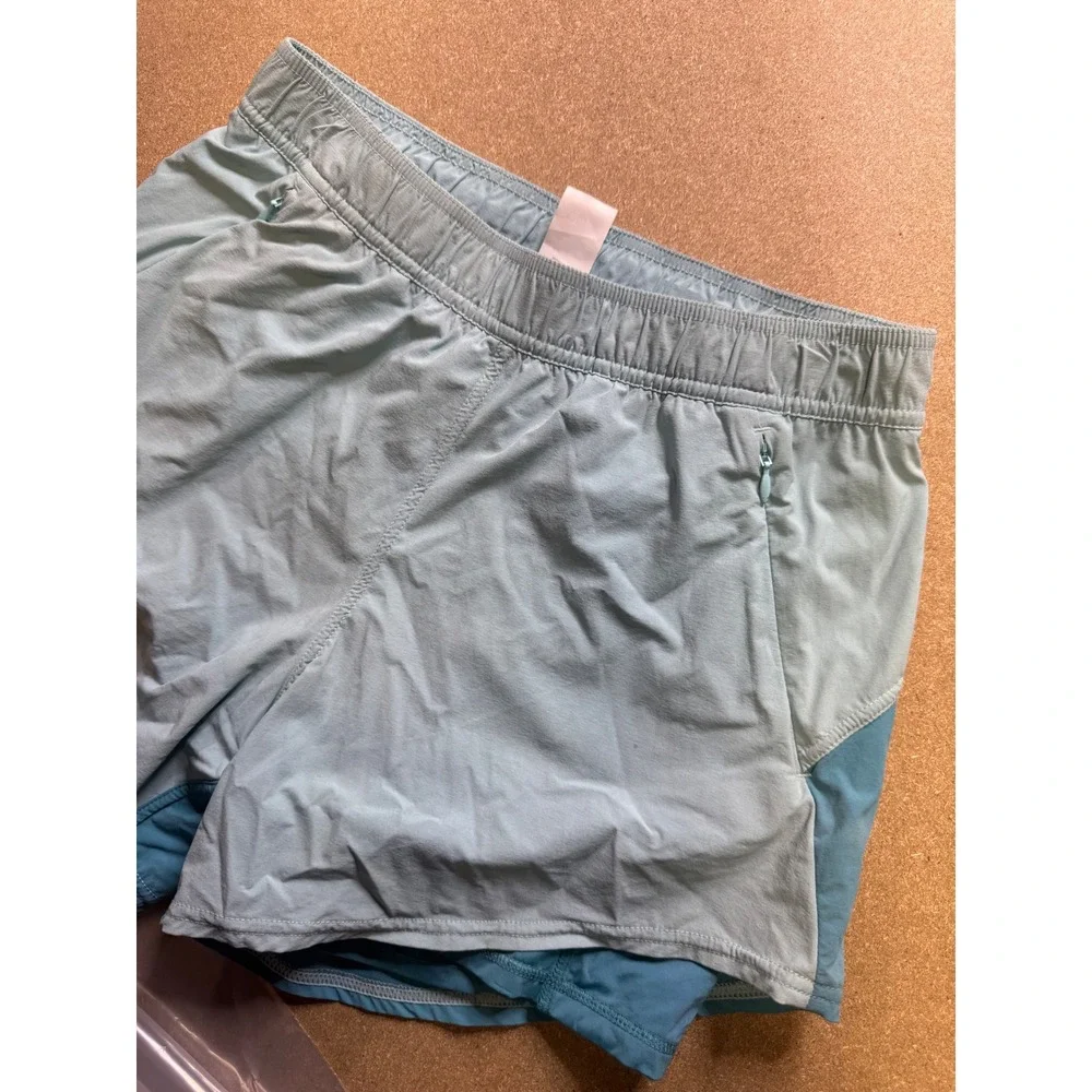 fair harbor Shorts Women's Blue Double Layer Running Workout‎ Activewear Size